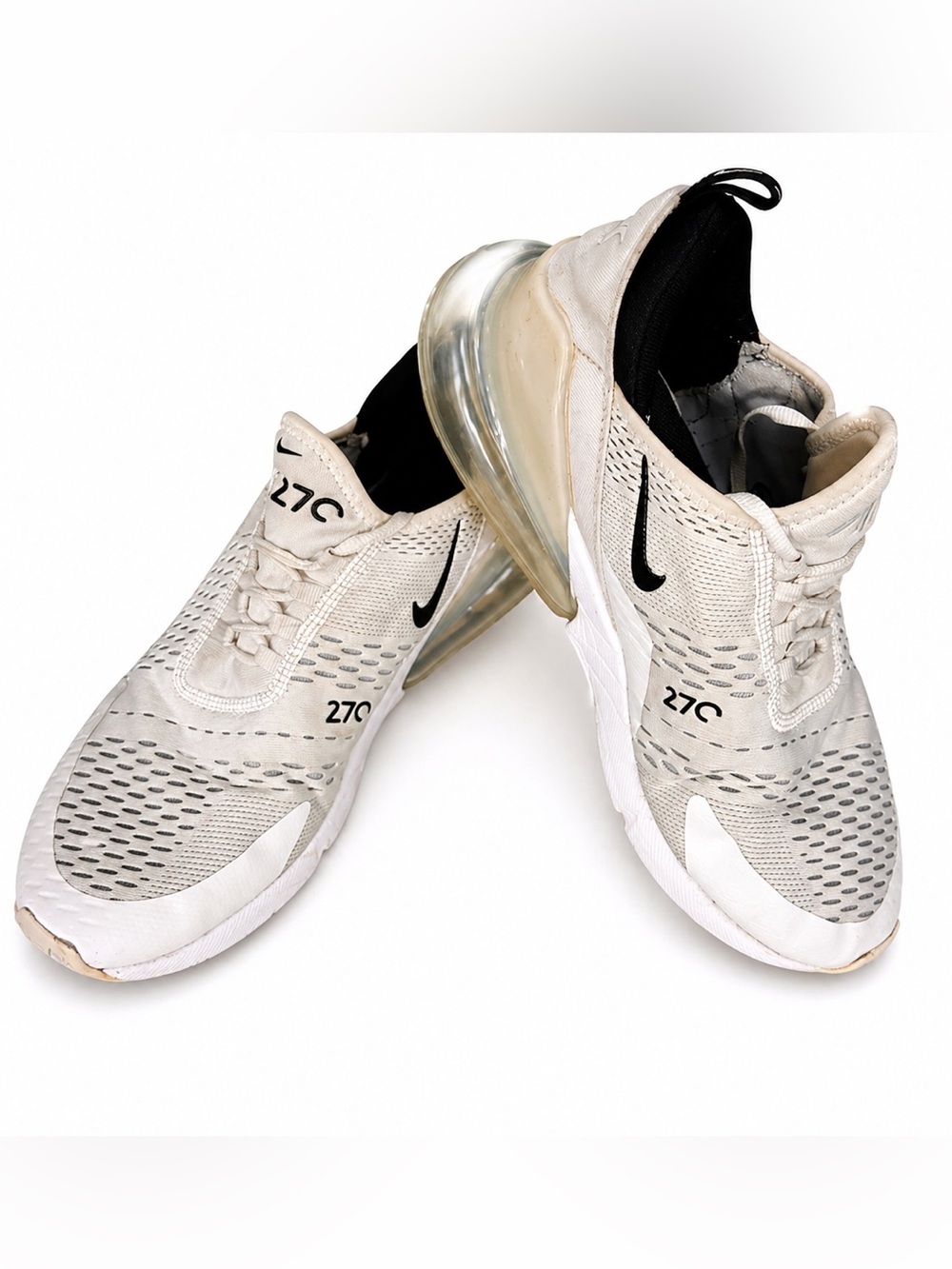 Nike Air Max 270 Men’s Size 10.5 White Black Sneakers Athletic Shoes